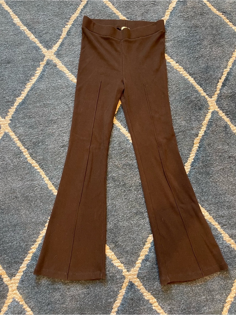 DONNI. Ribbed Boot-Cut Flare Pants — Brown - Picture 5 of 12